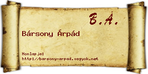 Bársony Árpád névjegykártya