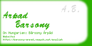 arpad barsony business card
